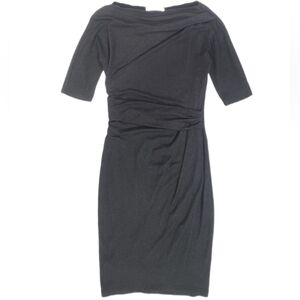 MAX MARA MaxMara Grey Knit Gathered & Bodycon Bateau Neck Elbow Sleeve 42